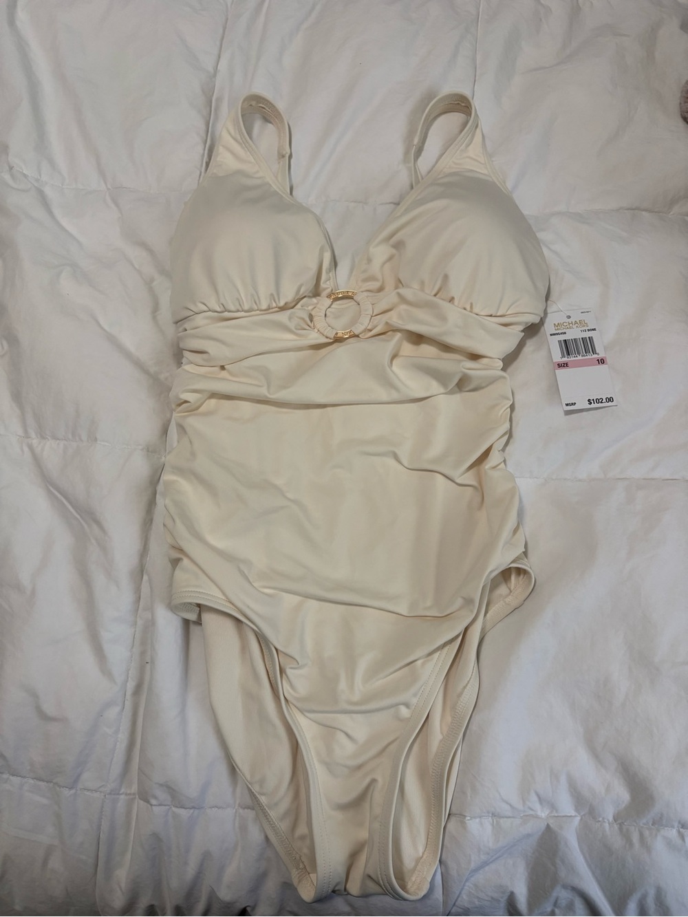 Michael Kors Bone/Off-White Garment with Gold Logo Tag